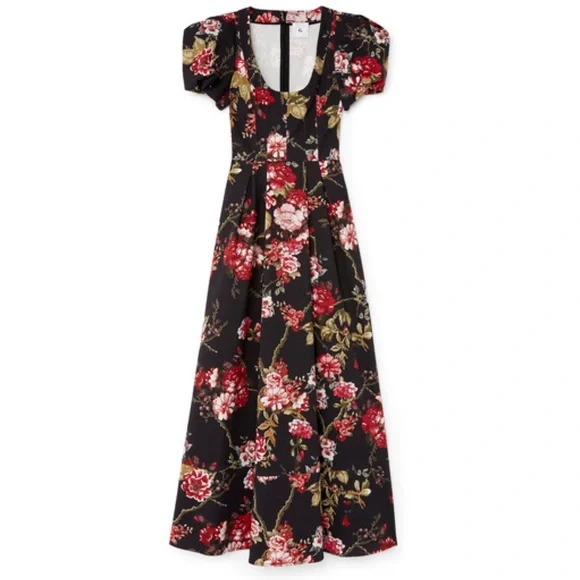 GOOP G. Label Rita Round-Neck Gown in Black Ground Floral - Picture 4 of 14